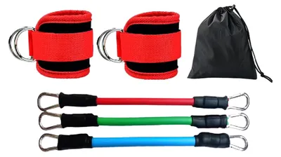 Produktbild von Fitness-Knöchelbandage mit 3 Widerstandsbändern für Gesäßmuskeltraining, Beintraining, Kickbacks, Hüftabduktoren, Ganzkörperübungen, Knöchel-Widerstandsbänder mit Manschetten J