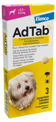 Productafbeelding van Adtab Hond Kauwtabletten - 3 tabletten 2,5 - 5,5KG