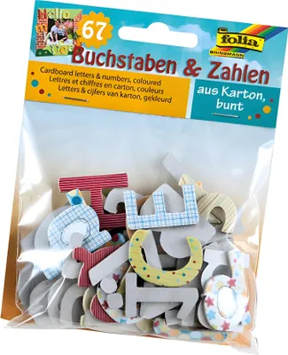 Produktbild von folia Kartonstanzteile Buchstaben und Zahlen 67-teilig