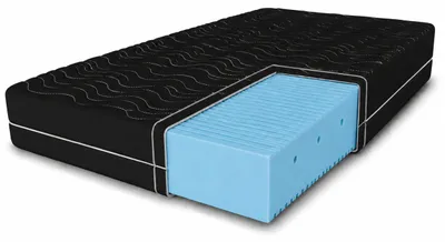 Produktbild von Schaummatratze Nicole mit Massageschicht, 140x200 cm, Schaummatratze Höhe ca. 10 cm, Härtegrad H3, Farbe: Schwarz, Hochflexibler Schaum inkl. Bezug