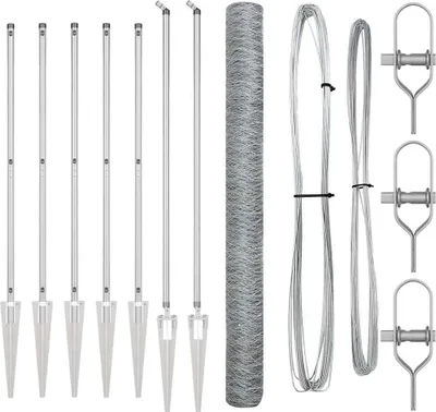 Produktbild von vidaXL Sechseckzaun mit Pfosten 10 x 1,5 m Verzinkter Stahl Silber