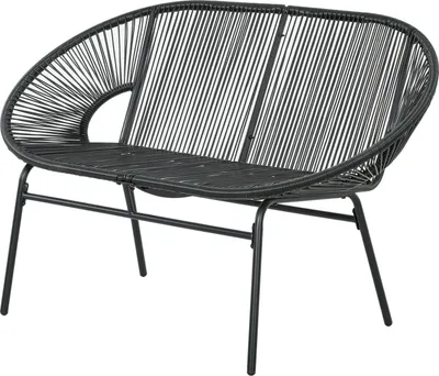 Produktbild von Polyrattan Sitzbank 2-Sitzer Rattanbank Gartenbank, Balkonbank Bis 260 Kg, Schwarz, Stahl, Für Terrasse & Balkon