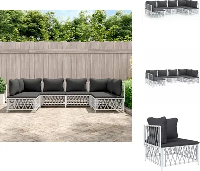 Produktbild von vidaXL 6-tlg. Garten-Lounge-Set mit Kissen Weiß Stahl -  Gartenmöbel-Sets