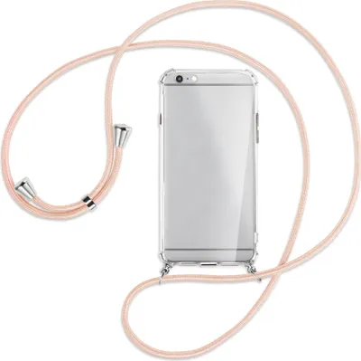 Produktbild von Handykette Backcover-Schutzhülle mit Band (Metall silberfarben) für Apple iPhone 6 Plus - rose peach