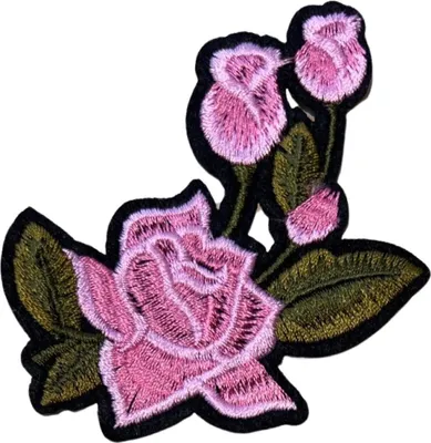 Produktbild von Rosa Rosen-Zweig-Emblem-Aufnäher zum Aufbügeln