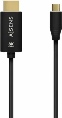 Image de Câble AISENS Convertisseur aluminium USB-C vers HDMI 2.1 8k@60Hz, USB-C/M-HDMI/M, noir, 2.0m