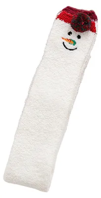 Produktbild von Weihnachtliche, flauschige Oberschenkelstrümpfe für Damen mit niedlichen Cartoon-Motiven – lange, warme Winterstrümpfe für die Beine