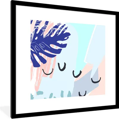 Produktbild von MuchoWow® Gerahmtes Poster Sommer - Tropisch - Abstrakt 40x40 cm - Poster mit Schwarzem Bilderrahmen Wandposter Rahmen Foto Bilder - Poster - Plakat im Rahmen