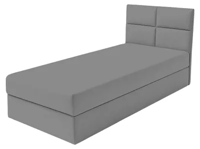 Produktbild von Jugendbett Polsterbett - 90x200 cm - Grau - mit Bettkasten und Kopfteil - Modernes Einzelbett - Feder-Hebe-Mechanismus