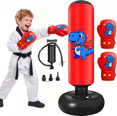 Obrázok produktu pre Nafukovacie boxerské vrece 120 cm, s boxerskými rukavicami a pumpou, pre deti, pre kickbox