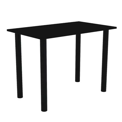 A black table with black legs on a white background.