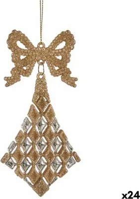Image de Krist+ Décorations de Noël Champagne losange noeud paillettes plastique 7,5 x 1 x 15,5 cm (24 pièces)
