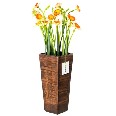 Obrázek produktu pro Keramická váza na květiny hnědá matná H 25 cm Dekorativní stolní váza čtvercová Květiny Deco Orchidej Moderní glamour