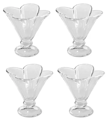 4 Glas-Eisschalen mit Fuß, 12,2x11,2 cm, 200 ml, Dessertbecher