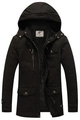 Imagen del producto de Parka de forro polar grueso para hombre con capucha desmontable