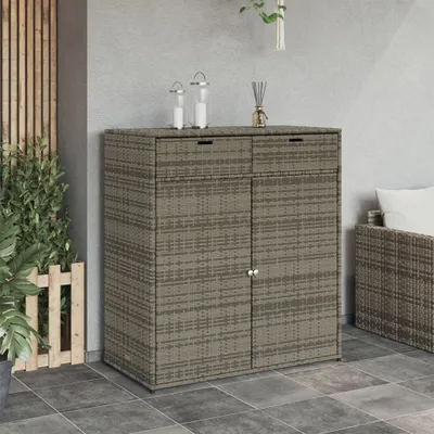 Produktbild von "im Diskont"Gartenschrank Grau 105x55x113cm Poly Rattan - Gartenboxen NeuMöbel6482445
