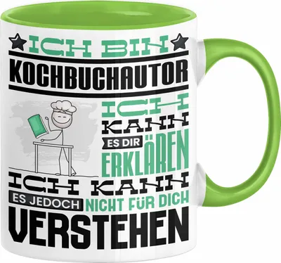 Produktbild von Kochbuchautor Geschenk Kaffee-Tasse Geschenkidee für Kochbuchautor Ich Bin Kochbuchautor Ich Kann Es Dir Erklären Jedoch Nicht Für Dich Verstehen Spruch Lustig (Grün)