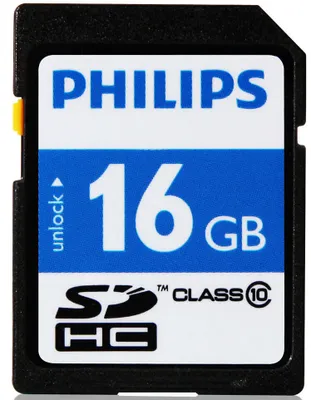 Produktbild von Philips SD-Karten FM16SD45B/10, 16 GB, SDHC, Klasse 10, Schwarz