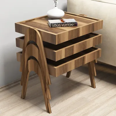 Produktbild von Skye Decor, Roma - Walnut, Beistelltische, Satztisch (3-teilig), Nussbaum, 53,6 x 64 x 40 cm