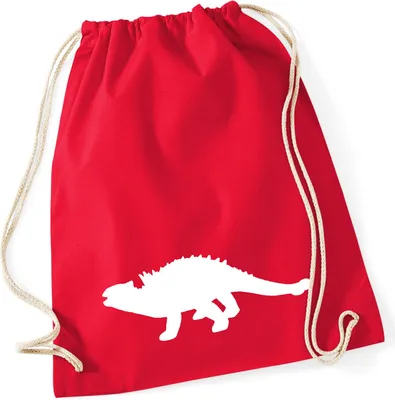 Produktbild von Huuraa Turnbeutel Ankylosaurus Dinosaurier 12 Liter Classic Red Baumwolle Rucksack Geschenkidee