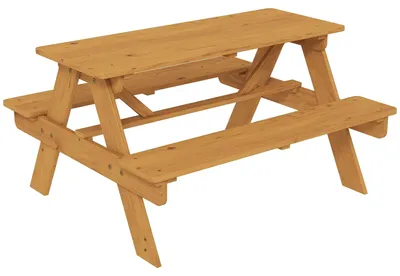 Obrázok produktu pre Sada piknikových stolíkov pre deti – stôl s lavičkami – konštrukcia z borovicového dreva – výška stola 49 cm – nosnosť do 40 kg – rozmery cca 46 cm – farba: khaki