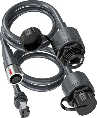 Produktbild von 1 Satz rechteckiger Satelliten-SPX-Stecker auf RJ45-Adapter passend für Performance Gen3 Ethernet-Kabelverlängerungsstecker IP68 wasserdichtes Kabel 23AWG