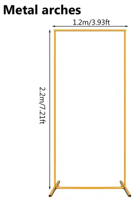 Obrázok produktu pre Kovový oblúkový stojan na balóniky – rám veľkosti L – 1,2 x 2,2 m – opakovane použiteľný – dekorácia na svadby a oslavy – zlatá farba