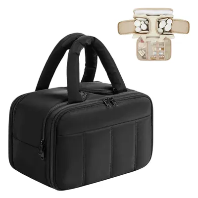 Produktbild von Kosmetiktasche Große,Reise Kulturbeutel, Makeup Taschen Organizer mit Griff, Waschtasche, Kosmetikkoffer, Schwarz