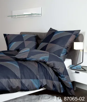 Produktbild von Janine Design Mako-Satin Bettwäsche-Garnitur J.D. 87065 Farbe nachtschattenblau-02 Größe 155x200+80x80cm