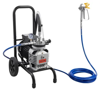 Image de Pulvérisateur de peinture airless à membrane, pulvérisateur de peinture airless sur chariot performant de 1 800 W, haute pression de 3 300 psi, avec rallonge, aiguille de nettoyage et brosse, pour la peinture intérieure et extérieure
