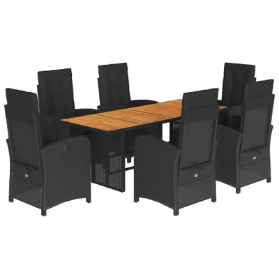 Produktbild von 7-tlg. Garten-Essgruppe mit Kissen Schwarz Poly Rattan
