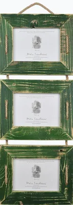 Immagine prodotto di Cornice portafoto Trio 13x18 cm verde in legno riciclato con corda da appendere e vetri