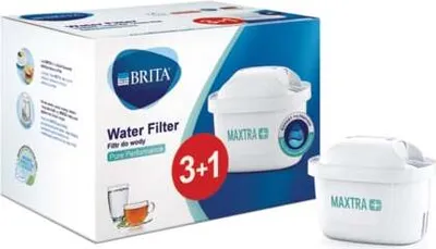 A product box for Brita water filters with a loose filter shown next to it.