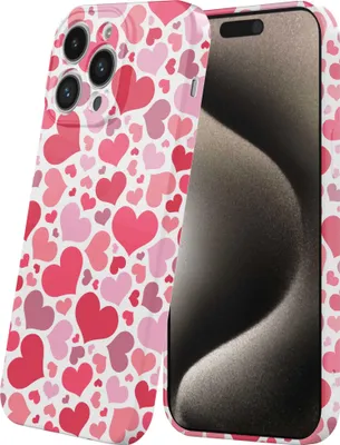 Produktbild von Smartphonica Handytasche geeignet für iPhone 15 Pro Max mit Herzen Aufdruck - Flexible Softcase TPU - Backcover Case Hearts Design