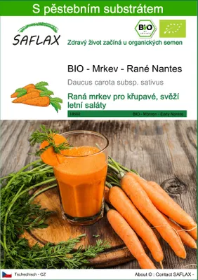 Obrázek produktu pro SAFLAX - BIO - Mrkev - Rané Nantes - Daucus carota subsp. sativus - 1500 Semena - S pěstebním substrátem bez klíčků