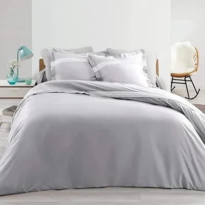Image de Housse de couette - PROMO LINGE - Percale de Coton 78fils - 260 x 240 cm - Gris