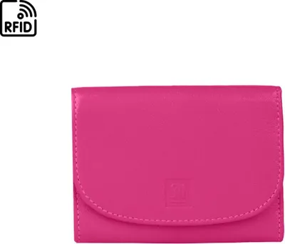 Immagine prodotto di Portafoglio rosa in pelle con dettagli viola