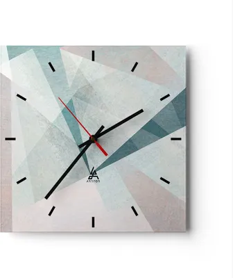 Produktbild von Wanduhr - Quadrat - Glasuhr - Abstraktion modern - 30x30cm - Schleichendes Uhrwerk - Lautlos - zum Aufhängen bereit - Dekoration Modern - Wanddekoration aus Glas - C3AC30x30-3947