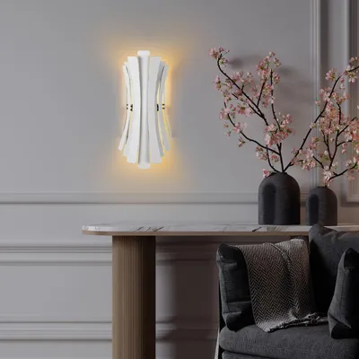 Immagine prodotto di Opviq, moderna lampada da parete in metallo, bianca, 17 x 16 x 48 cm | 2 attacchi E14, max. 40 W | IP20, ideale per hotel e ambienti abitativi moderni, design elegante.