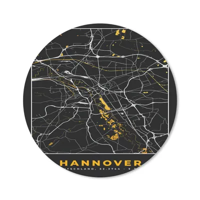 Produktbild von MuchoWow® Mauspad Mousepad Hannover - Gold - Stadtplan - Karte - Deutschland 30x30 cm - Mousepads - Maus Mat - Pad - Mausunterlage - Tischunterlage - Schreibtischmatten