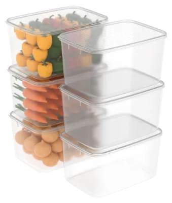 Imagen del producto de Omgoods - Juego de 6 recipientes rectangulares medianos para almacenar alimentos - Recipientes de 7 litros de capacidad