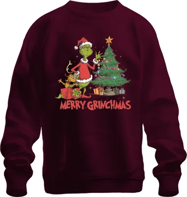 Produktbild von Merry Grinchmas Grinch Weihnachtsbaum Geschenke Weihnachten Uni Sweatshirt Pullover, Burgundy, S