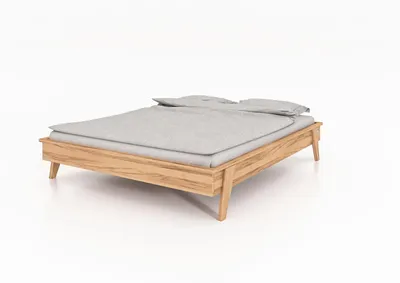 Bett Jetro aus Kernbuche massiv bianco 90x200 cm ohne Kopfteil mit Holzbeinen