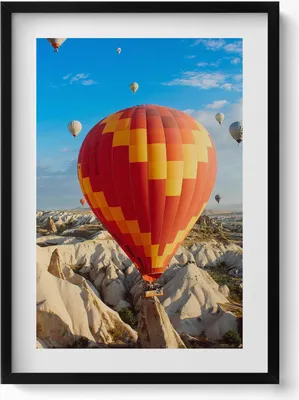 Produktbild von Fliegende Ballons– Wandbild mit Rahmen – Gerahmtes Bild  – Wanddekoration – 50x70 cm –  Schwarz Rahmen