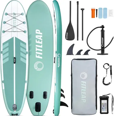Produktbild von Fitleap Premium Stand Up Paddle Board aufblasbar - SUP Board Set mit Hochdruckpumpe, verstellbarem Paddel und Rucksack - Ideal für Anfänger und Profis - Perfekt für Yoga, Surfen und Wassersport