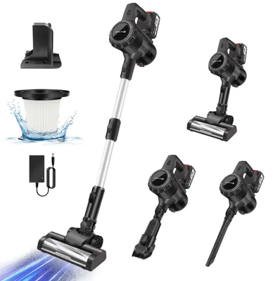 Obrázek produktu pro Akumulátorový vysavač 6 v 1 – bezdrátový tyčový vysavač, ruční vysavač – sací výkon 30 kPa – bez sáčku – odnímatelná 21V baterie – dodává se s jednou baterií – vhodný pro koberce, tvrdé podlahy a odstranění chlupů domácích zvířat