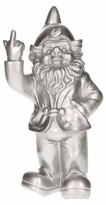Produktbild von Stoobz design Gartenzwerg - silber - Mittelfinger - 20 cm