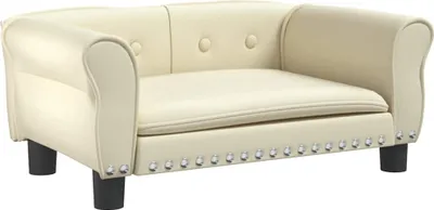 Produktbild von vidaXL Hundebett Creme 70x45x30 cm Kunstleder
