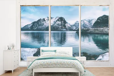 Produktbild von MuchoWow® Fototapete für Wohnzimmer oder Schlafzimmer Wandtapete Vinyl Motivtapete Aussicht - Berge - Winter - 525x350 cm - Das Hintergrundbild