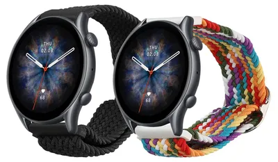 Produktbild von kwmobile 2x Uhrenarmband für 22mm Amazfit Bip 6 / Bip 5 Unity / Bip 5 / GTS 3 / Balance 2 / Helio Strap Armband - Fitnesstracker Band Set aus Nylon -